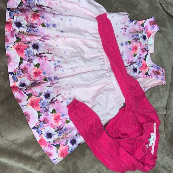 Pink cardigan and dress 18-24 months with belt - Picture 3 of 8